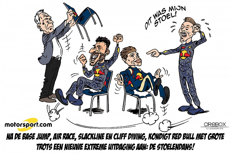 Cartoon van Cirebox - Red Bull's nieuwe extreme sport: de stoelendans!