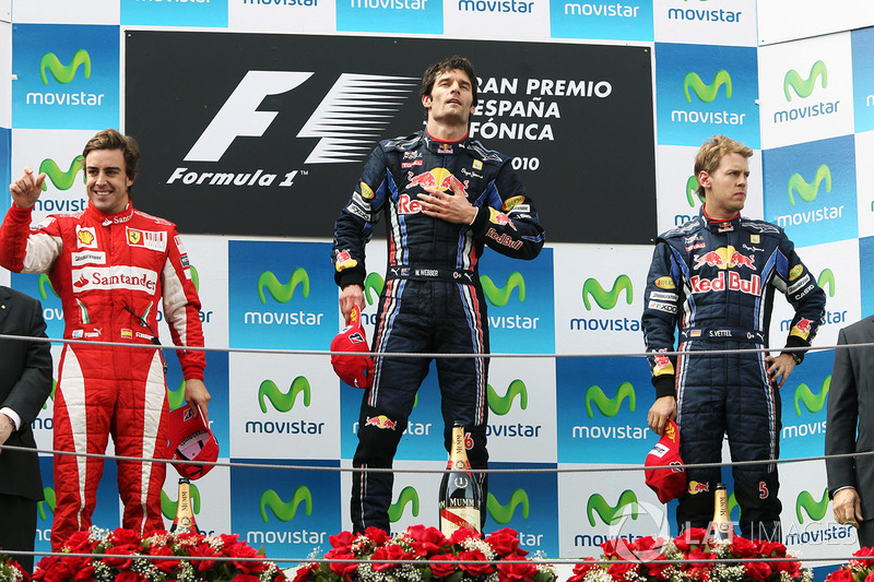 2010: 1. Марк Уэббер, 2. Фернандо Алонсо, 3. Себастьян Феттель