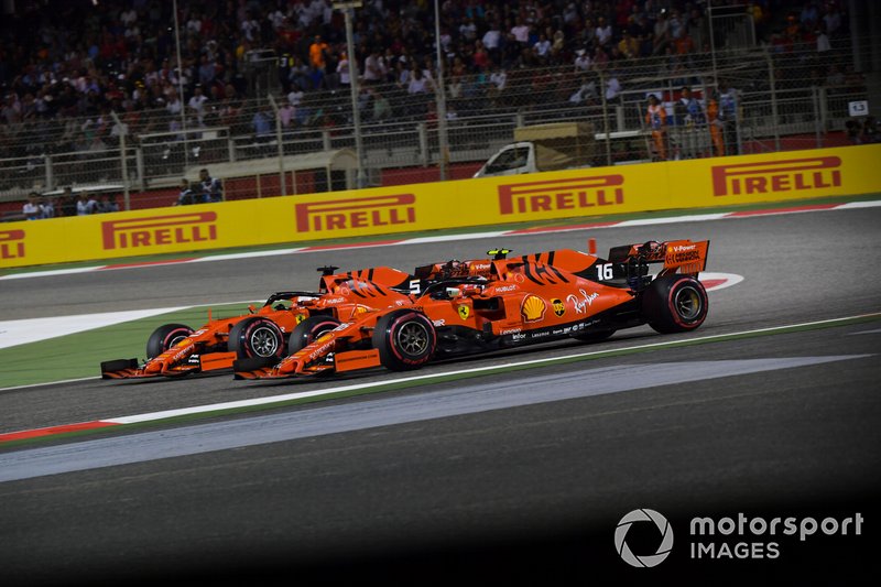Sebastian Vettel, Ferrari SF90, et Charles Leclerc, Ferrari SF90