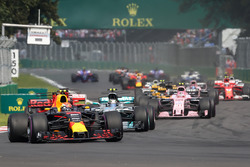 Max Verstappen, Red Bull Racing RB13 leads at the start of the race