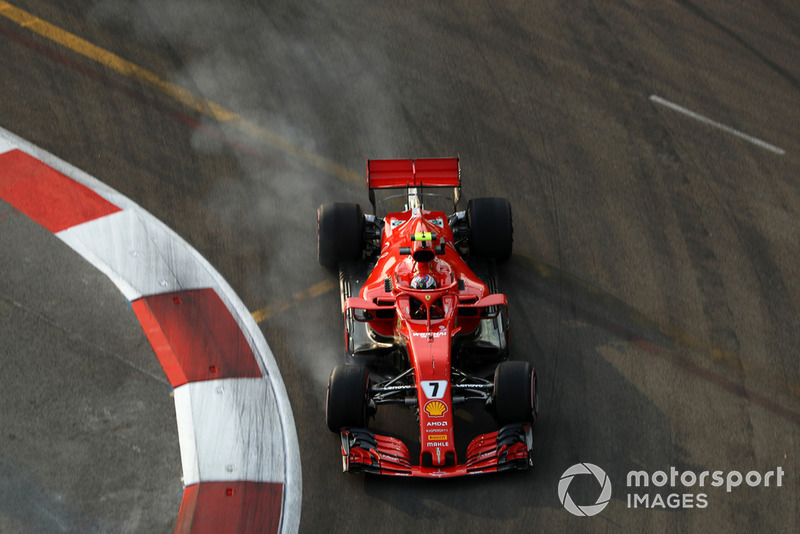 Kimi Raikkonen, Ferrari SF71H, bloccaggio in frenata