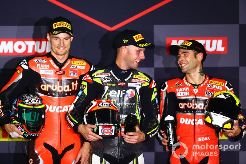 Chaz Davies, Aruba.it Racing-Ducati Team, Jonathan Rea, Kawasaki Racing Team, Alvaro Bautista, Aruba.it Racing-Ducati Team.