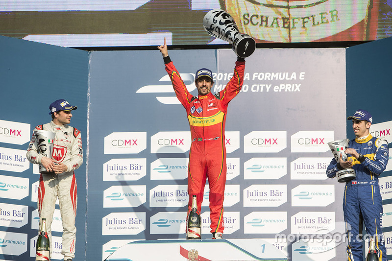 Mexico City: 1. Lucas di Grassi, 2. Jerome d'Ambrosio, 3. Sebastien Buemi