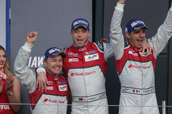 (L to R): Race winners Marcel Fassler, Andre Lotterer, Benoit Treluyer, #07 Audi Sport Team Joest Au