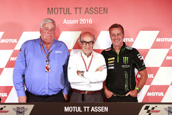 Mike Trimby, CEO of IRTA (left), Carmelo Ezpeleta, CEO of Dorna, Hervé Poncharal, President of IRTA