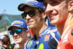 Polesitter Valentino Rossi, Yamaha Factory Racing, 2. Maverick Viñales, Team Suzuki MotoGP, 3. Andre