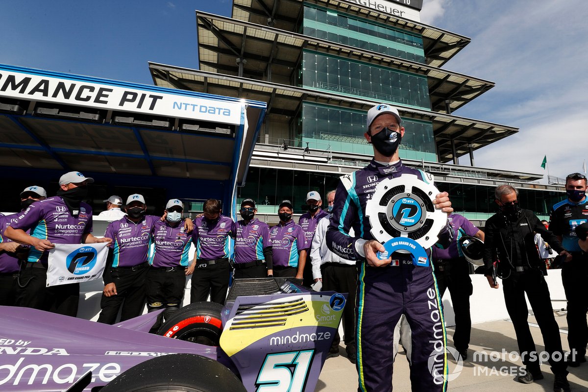 Romain Grosjean, Dale Coyne Racing with RWR Honda, saat meraih pole position di GMR GP Indianapolis
