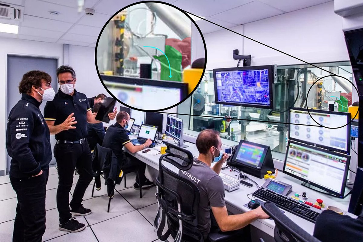 Fernando Alonso, Alpine F1 Team in de Renault-fabriek in Viry-Châtillon