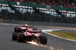 Sebastian Vettel, Ferrari SF70H suffers a puncture