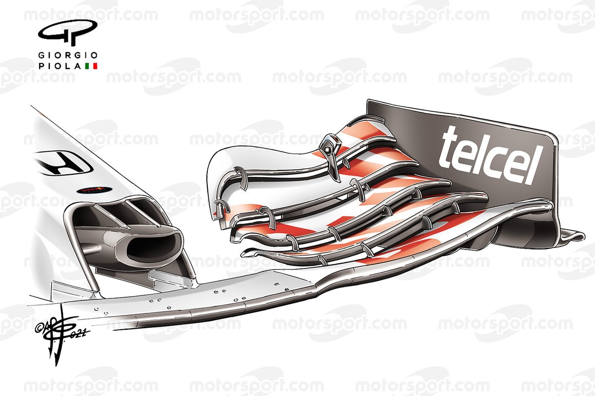 Detalle del alerón delantero del Red Bull Racing RB16B