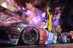 Kyle Busch, Joe Gibbs Racing, Toyota Camry M&M's Red White & Blue, celebrates after winning