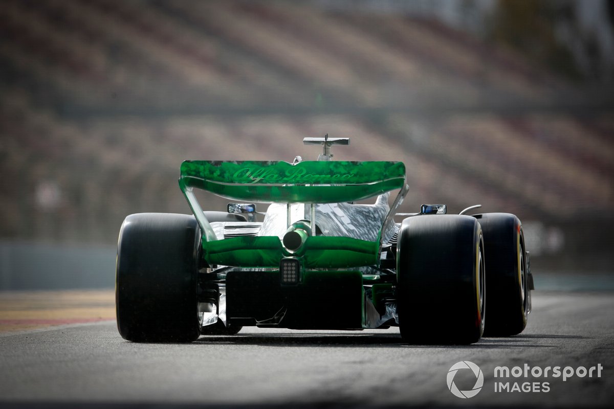 Aero paint on the rear wing of Valtteri Bottas, Alfa Romeo C42