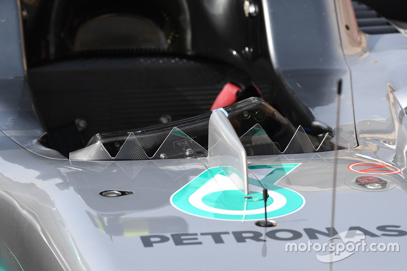 Mercedes AMG F1 W08, detalle del parabrisas