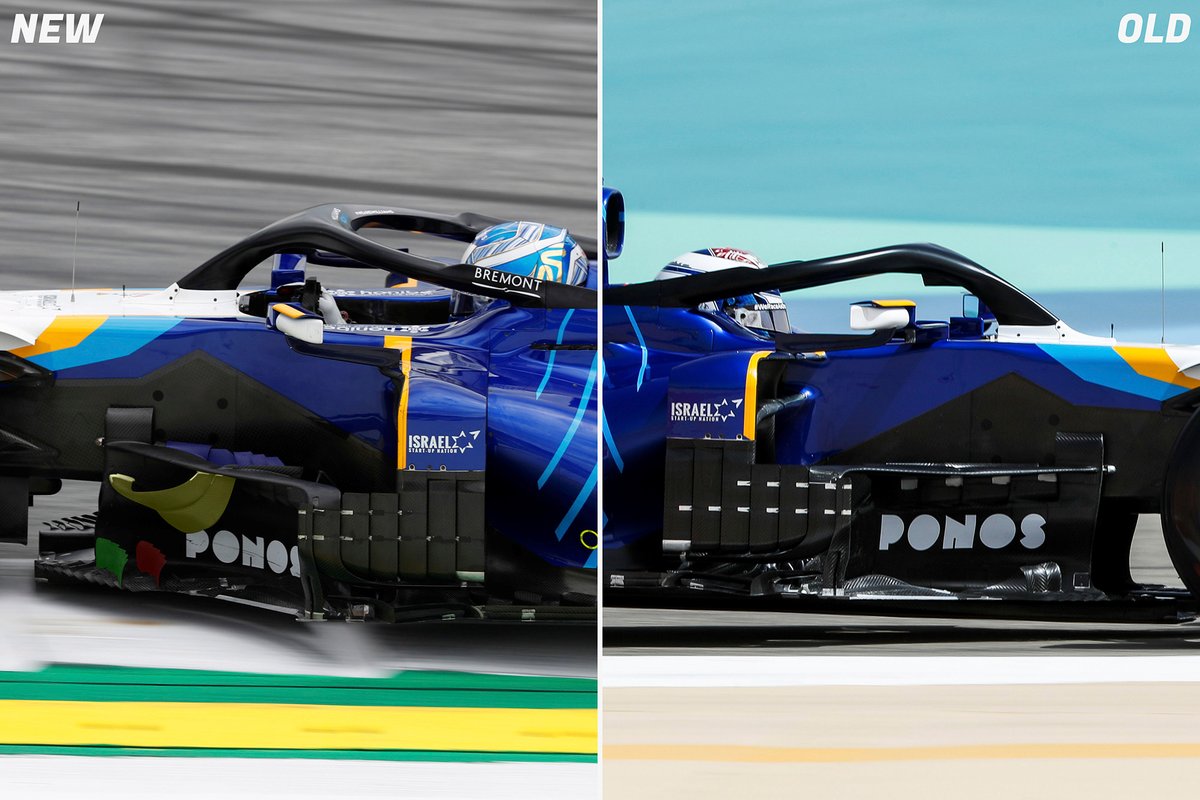 Сравнение области дефлекторов Williams FW43B (новый вариант / старый)