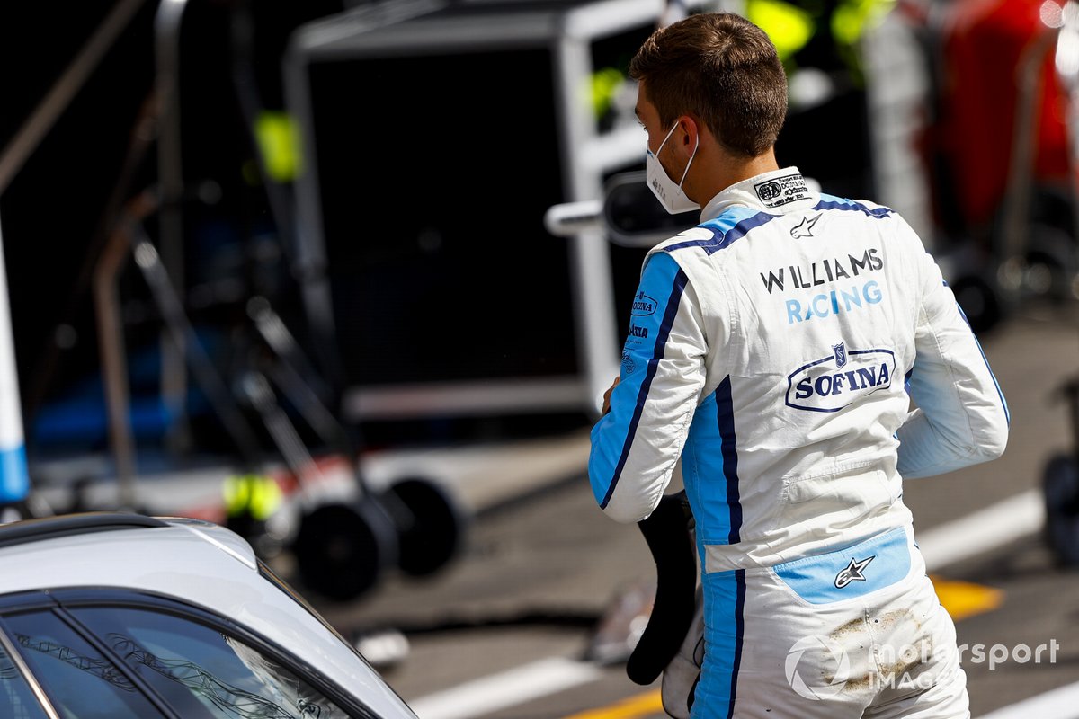 George Russell, Williams Racing, is driven back to the pits in the Medical Car after his crash