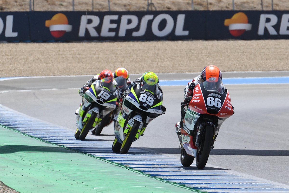 Joel Kelso, AGR Team, saat turun di CEV Moto3 Jerez, Spanyol.