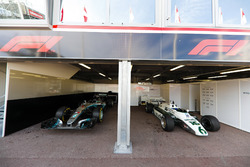 The 1982 Williams FW08 Ford Cosworth of Keke Rosberg and 2016 Mercedes W07 of Nico Rosberg