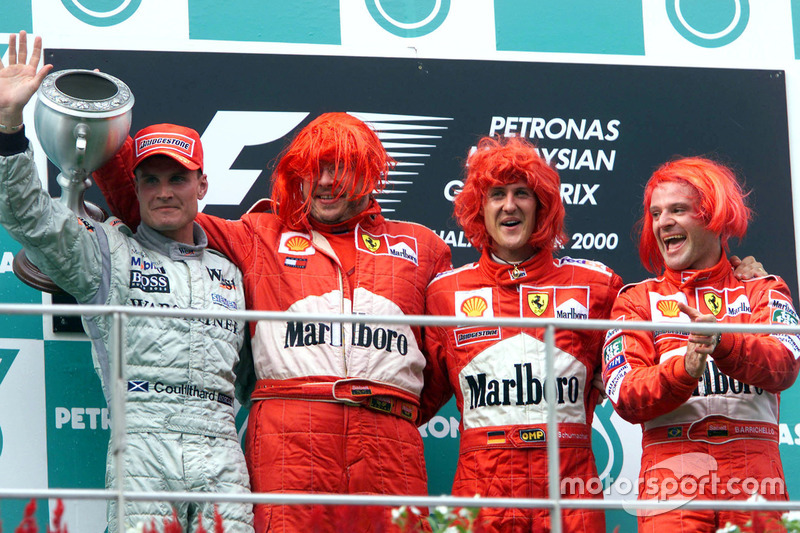2000: 1. Michael Schumacher, 2. David Coulthard, 3. Rubens Barrichello
