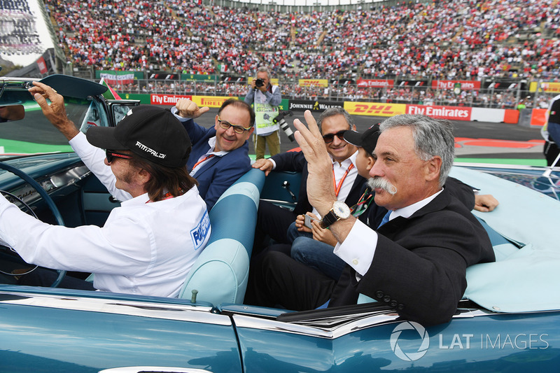 Emerson Fittipaldi, Alejandro Soberon, Chase Carey,