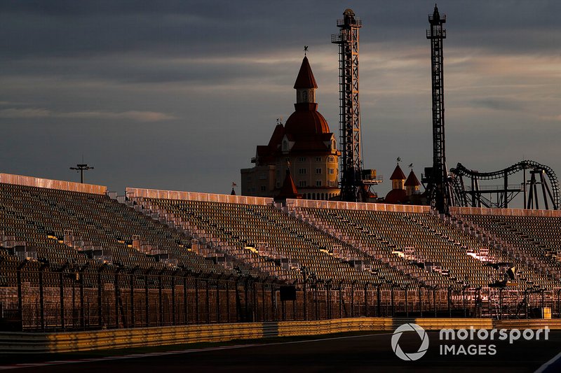 A scenic view of the Sochi track and grandstand