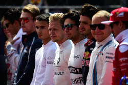 Sergio Perez, Sahara Force India F1 op de grid tijdens het nationale volkslied