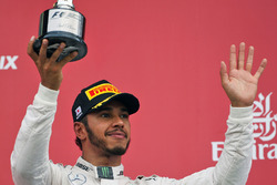 Lewis Hamilton, Mercedes AMG F1 celebrates his third position on the podium