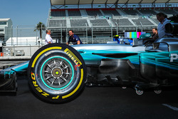 Pirelli tyre and aero detail of Lewis Hamilton, Mercedes-Benz F1 W08