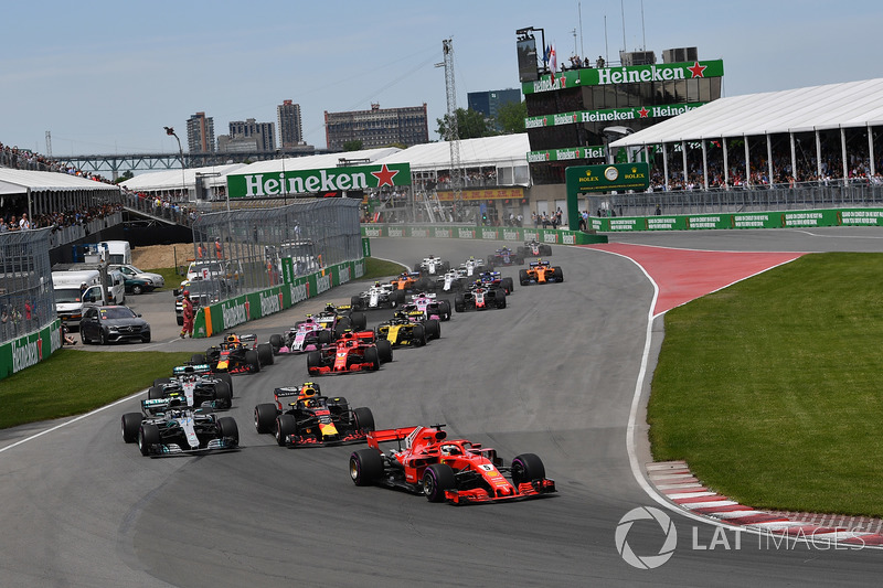 Sebastian Vettel, Ferrari SF71H lidera al inicio de la carrera