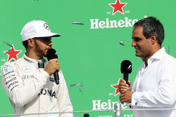 Podium: 1. Lewis Hamilton, Mercedes AMG F1, mit Juan Pablo Montoya