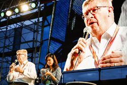 Ross Brawn, Managing Director of Motorsports, FOM, on stage in the F1 Fanzone