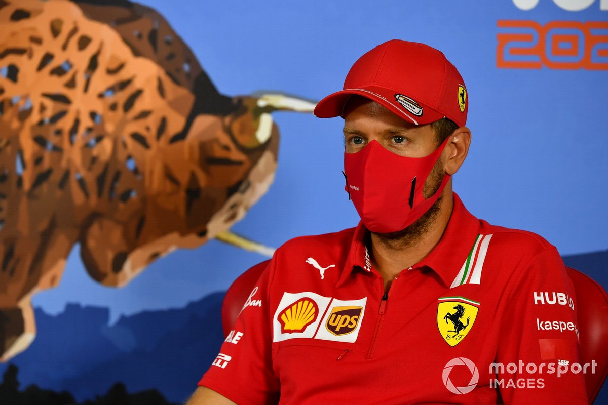 Sebastian Vettel, Ferrari in the press conference
