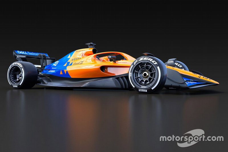 Машина Ф1 2021 года в ливрее McLaren