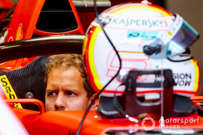 Sebastian Vettel, Ferrari SF90 sits in his cockpit