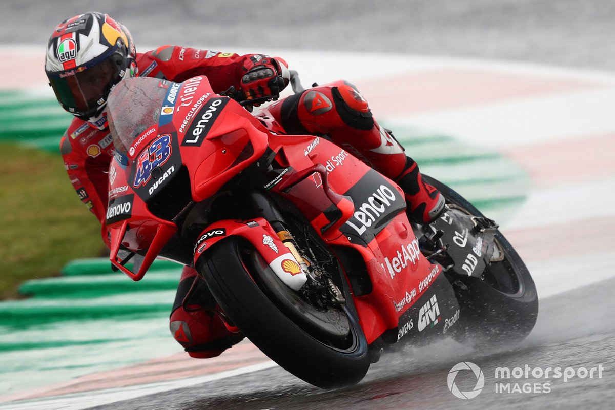Miller was one of several riders to crash in the slippery conditions