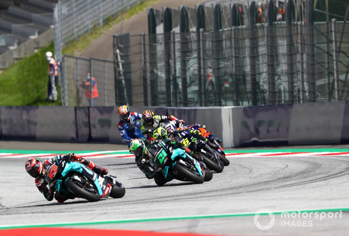 Fabio Quartararo, ketika masih memperkuat Petronas Yamaha SRT, dalam MotoGP Austria 2020 di Sirkuit Red Bull Ring.