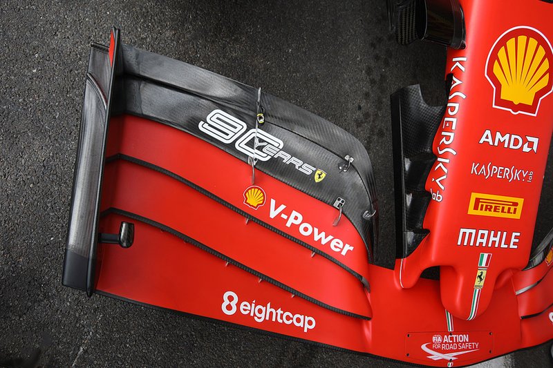 Ferrari SF90, dettaglio dell'ala anteriore usata a Spa: a Monza sarà ancoraa più scarica