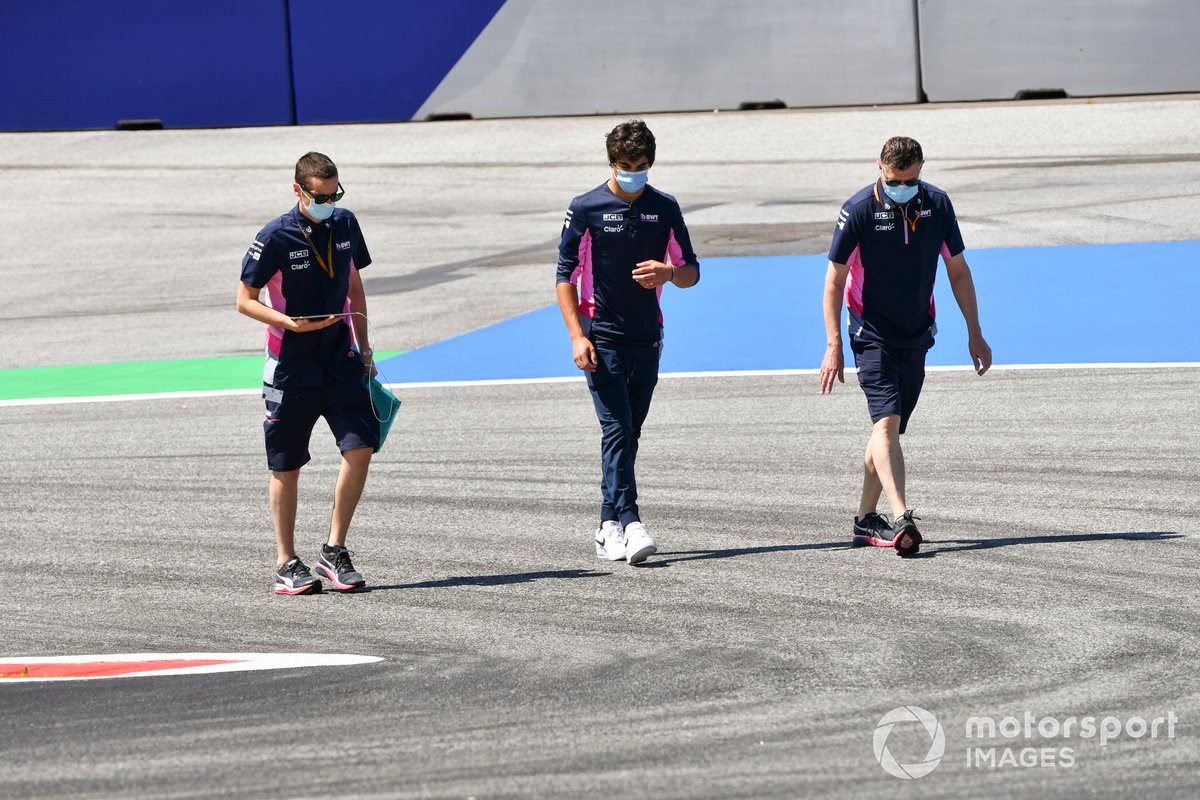 Lance Stroll, Racing Point walks the track