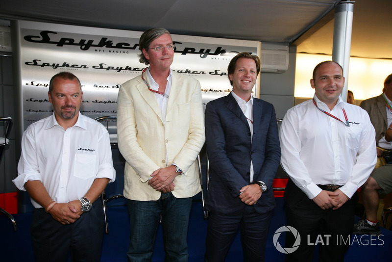 Mike Gascoyne, Victor Muller, Michiel Mol en Colin Kolles, Spyker MF1 Racing