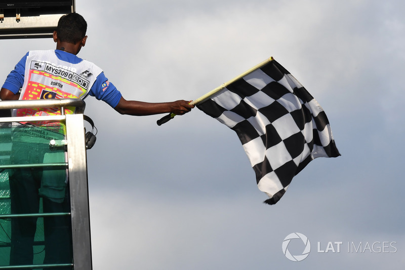 Chequered flag is waved