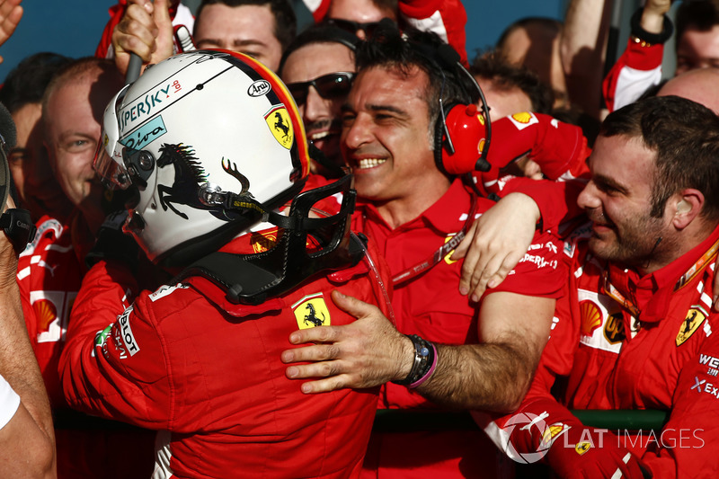 Yarış galibi Sebastian Vettel, Ferrari SF71H, Parc Ferme