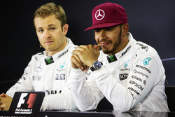 Pressekonferenz: Nico Rosberg, Mercedes AMG F1, und Lewis Hamilton, Mercedes AMG F1