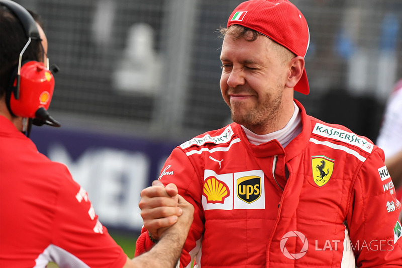Sebastian Vettel, Ferrari festeggia nel parco chiuso