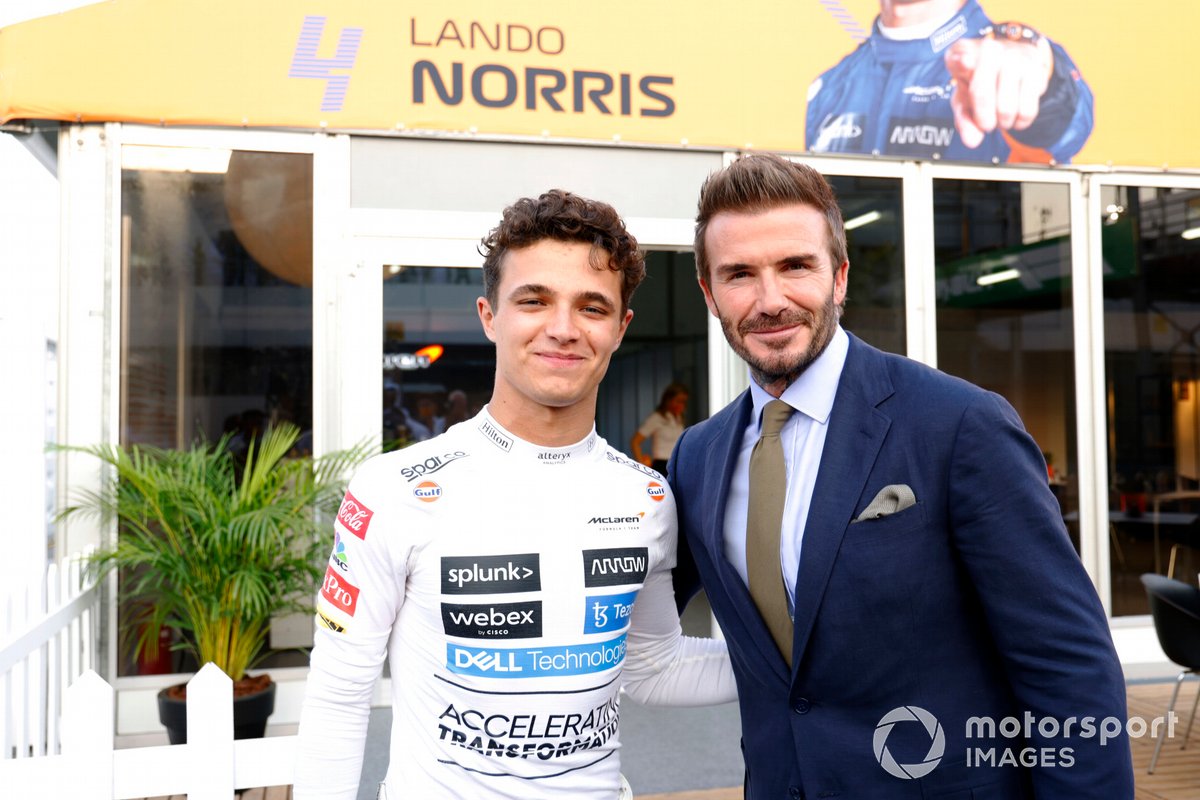 Lando Norris, McLaren, bersama David Beckham