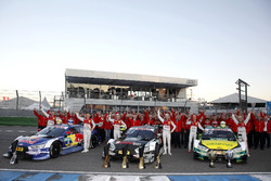 Nico Müller, Audi Sport Team Abt Sportsline, Audi RS 5 DTM, Mattias Ekström, Audi Sport Team Abt Sportsline, Audi A5 DTM, Jamie Green, Audi Sport Team Rosberg, Audi RS 5 DTM, René Rast, Audi Sport Team Rosberg, Audi RS 5 DTM, Loic Duval, Audi Sport Team Phoenix, Audi RS 5 DTM and Mike Rockenfeller, Audi Sport Team Phoenix, Audi RS 5 DTM celebrate