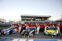 Nico Müller, Audi Sport Team Abt Sportsline, Audi RS 5 DTM, Mattias Ekström, Audi Sport Team Abt Sportsline, Audi A5 DTM, Jamie Green, Audi Sport Team Rosberg, Audi RS 5 DTM, René Rast, Audi Sport Team Rosberg, Audi RS 5 DTM, Loic Duval, Audi Sport Team Phoenix, Audi RS 5 DTM and Mike Rockenfeller, Audi Sport Team Phoenix, Audi RS 5 DTM celebrate