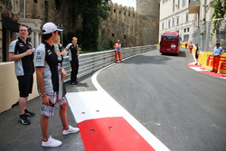 Sergio Perez, Sahara Force India F1 walks the circuit with the team