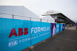 ABB FIA Formula E Championship logos in the paddock