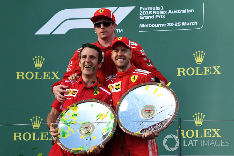 Podyum: Yarış galibi Sebastian Vettel, Ferrari, 3. sıra Kimi Raikkonen, Ferrari