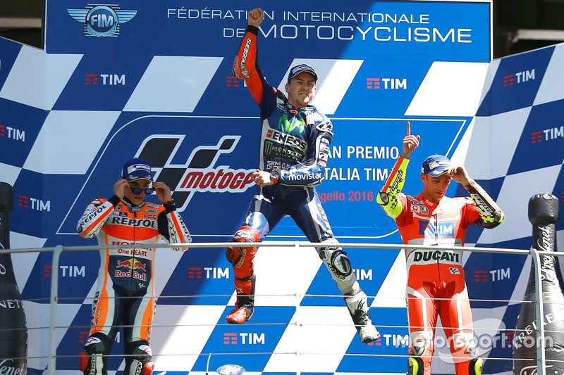 1. Jorge Lorenzo, 2. Marc Marquez, 3. Andrea Iannone