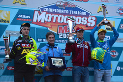 Il podio della MX2: Simone Furlotti, Michele Cervellin e Giuseppe Tropepe